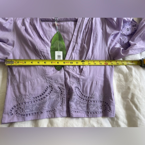 FARM Rio Lilac lavender lace Embroidered Blouse - Picture 11 of 13
